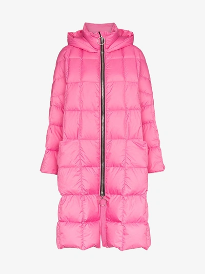 Shop Ienki Ienki Pyramid Hooded Feather Down Puffer Jacket In Pink