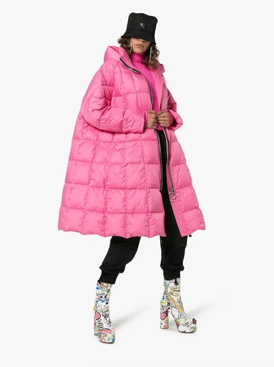 Shop Ienki Ienki Pyramid Hooded Feather Down Puffer Jacket In Pink