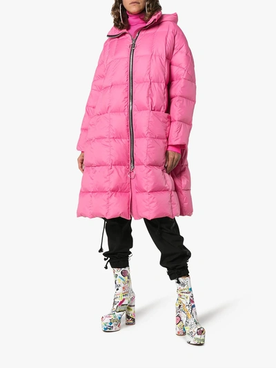 Shop Ienki Ienki Pyramid Hooded Feather Down Puffer Jacket In Pink