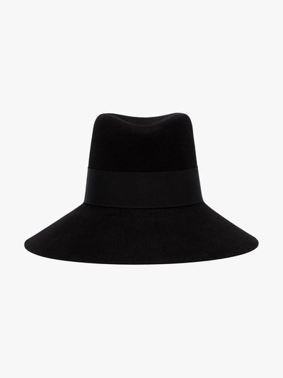 Shop Saint Laurent Black Nina Fur Felt Fedora Hat