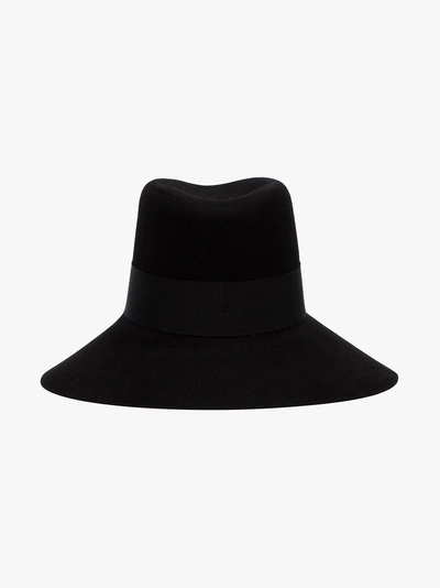 Shop Saint Laurent Black Nina Fur Felt Fedora Hat