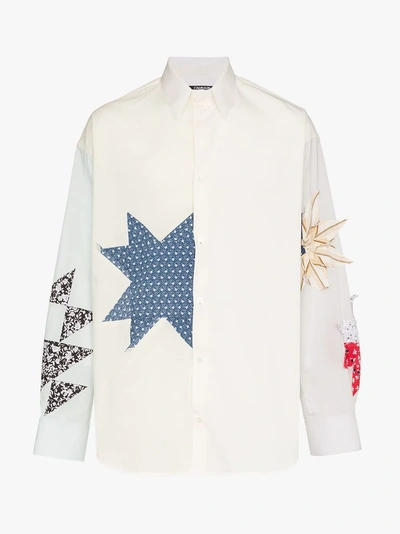 Shop Calvin Klein 205w39nyc Embroidered Detail Button-down Cotton Shirt In White