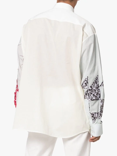 Shop Calvin Klein 205w39nyc Embroidered Detail Button-down Cotton Shirt In White