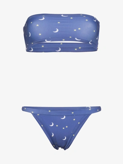 Shop Ambra Maddalena Cosmic Dust Bandeau Bikini In Blue