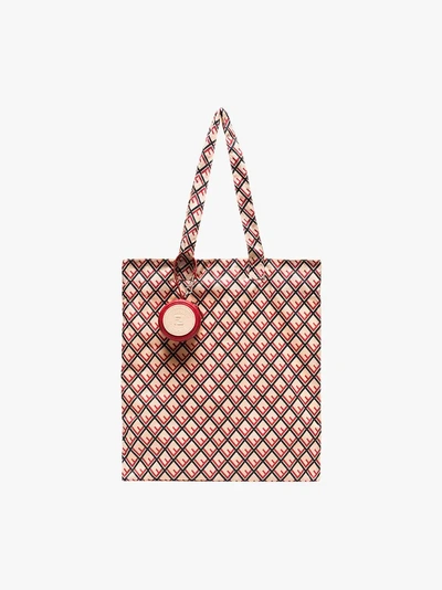Shop Fendi Red And Beige Logo Bag Charm