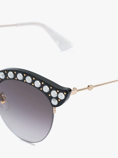 Shop Gucci Eyewear Cat-eye-sonnenbrille Mit Perlen In Black