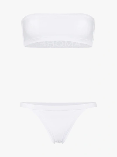 Shop Ambra Maddalena Amore Bandeau High Waist Bikini In White