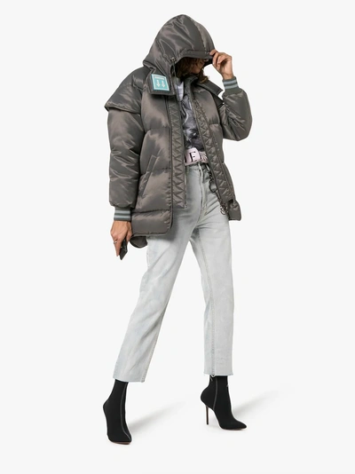 Shop Off-white Hooded Puffer Jacket In Grey