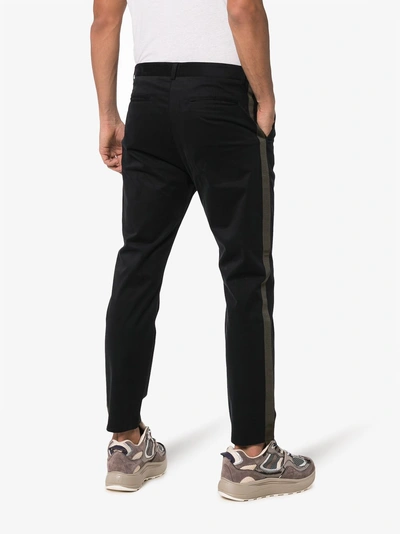 Shop Lot78 Side Stripe Chino Trousers In Black