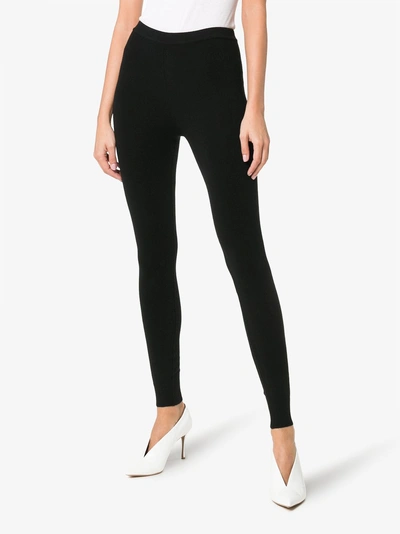 Shop Alexandra Golovanoff High Waisted Cashmere Leggings In Black