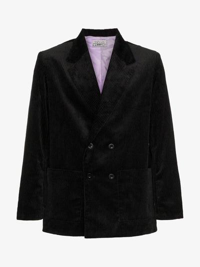 Shop Ashley Williams Double-breasted Executive Corduroy Blazer In Black