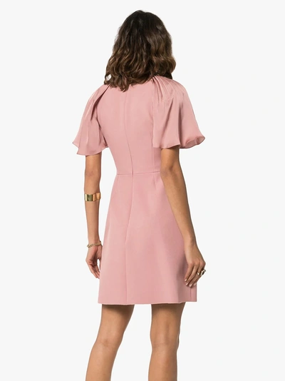 Shop Roksanda Nia Pleated Sleeve Mini Dress In Pink