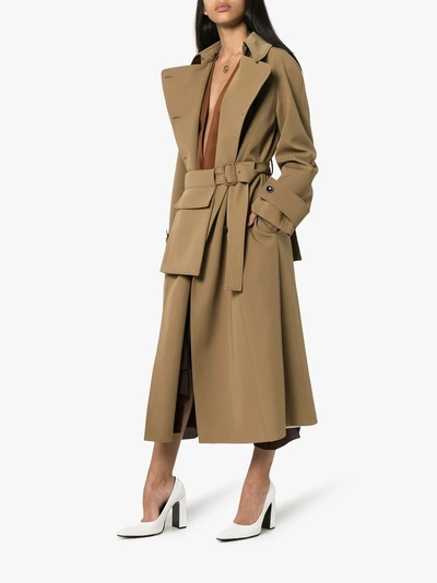 Shop Joseph Stafford Belted Cotton Trench Coat In Brown