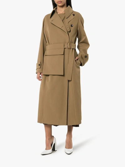 Shop Joseph Stafford Belted Cotton Trench Coat In Brown