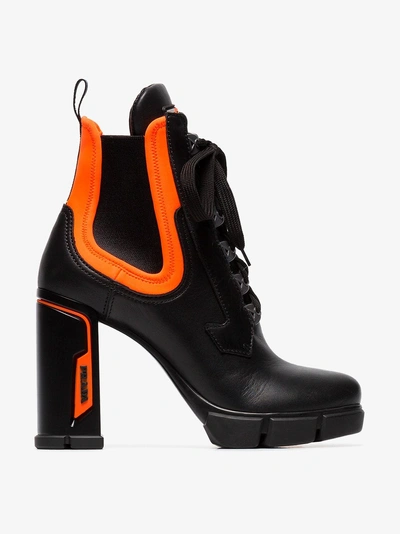 Shop Prada Chunky Lace-up Boots In Black