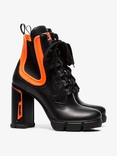 Shop Prada Chunky Lace-up Boots In Black