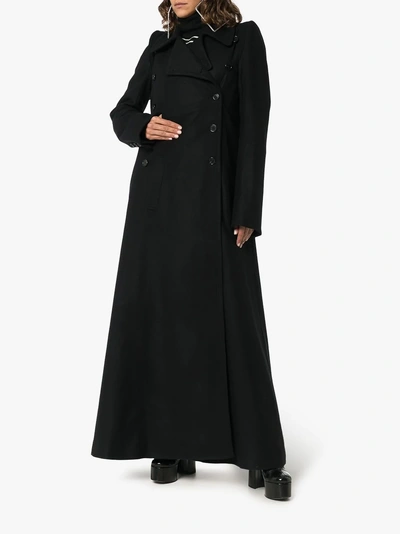 Shop Ann Demeulemeester Double-breasted Wool Maxi Coat In Black
