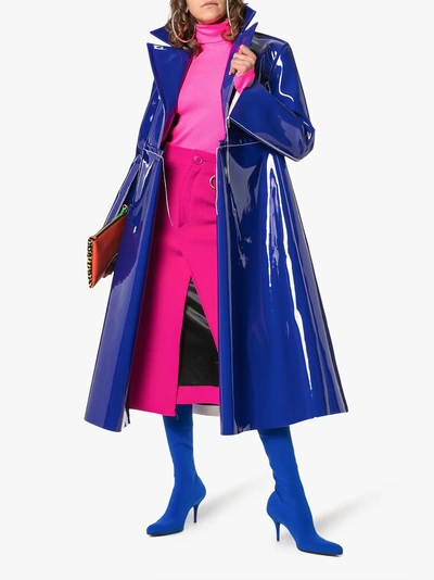 Shop Marni High Shine Pvc Coat In Purple