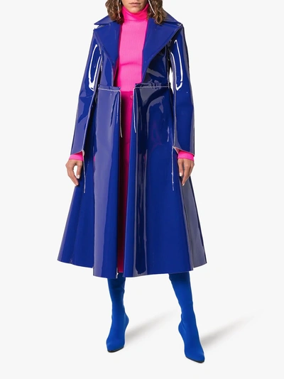 Shop Marni High Shine Pvc Coat In Purple