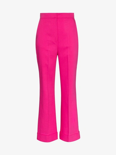 Shop Roksanda Iana Flared Silk Blend Trousers In Pink