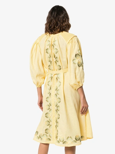 Shop Innika Choo Sir. Külskware Linen Smock Dress In Yellow