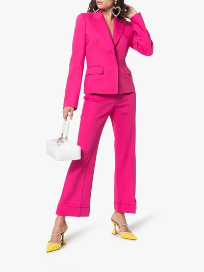 Shop Roksanda Iana Flared Silk Blend Trousers In Pink