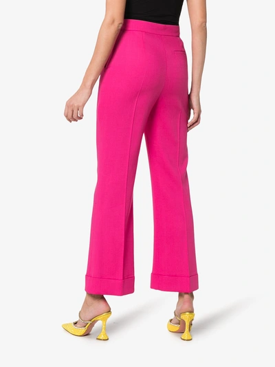 Shop Roksanda Iana Flared Silk Blend Trousers In Pink
