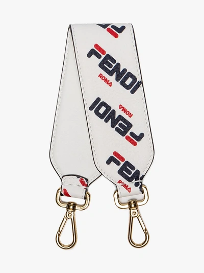 Shop Fendi White Fila Logo Bag Strap