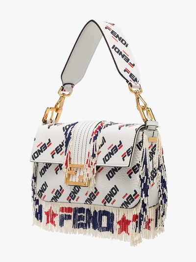 Shop Fendi White Fila Logo Bag Strap