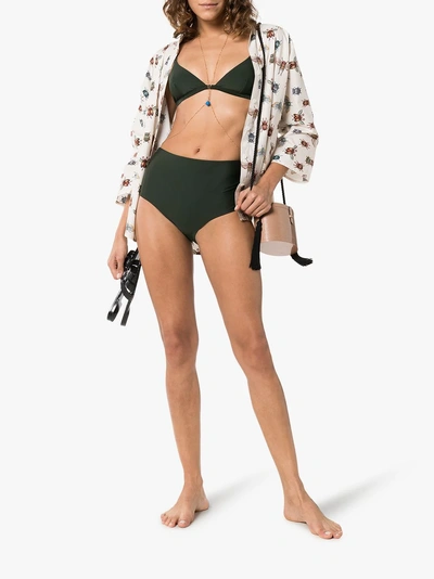 Shop Matteau Triangle Bikini With High Waist Bottoms In Green