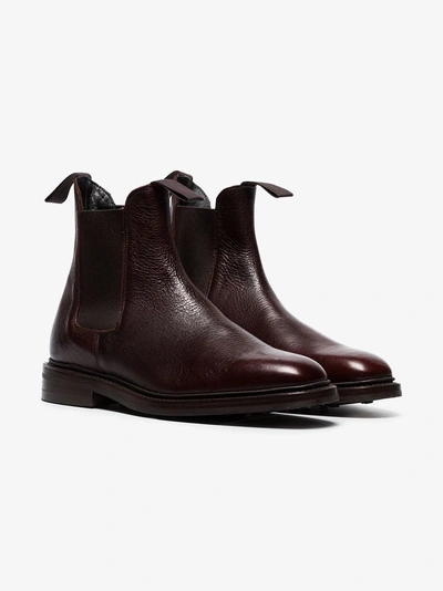 Shop Tricker's Trickers X Browns Burgundy Leather Chelsea Boots In Red