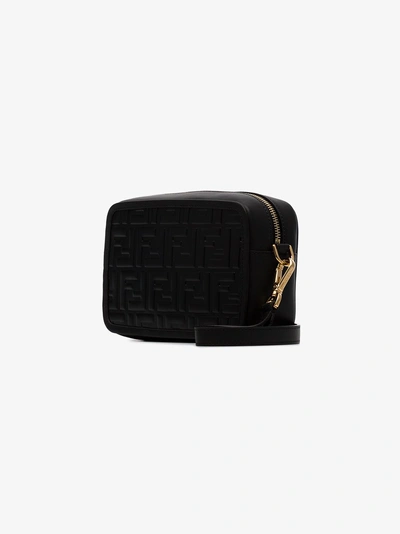 Shop Fendi Black Logo Embossed Mini Leather Camera Bag