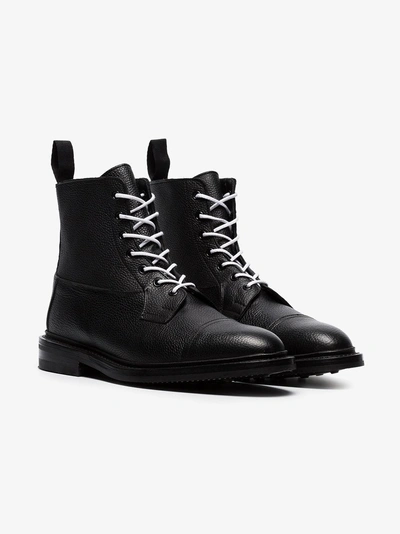 Shop Tricker's Trickers X Browns Black Lace Up Grained Leather Boots