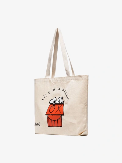 Shop Pintrill Cream Snoopy Life Is A Dream Tote By Mr A In White