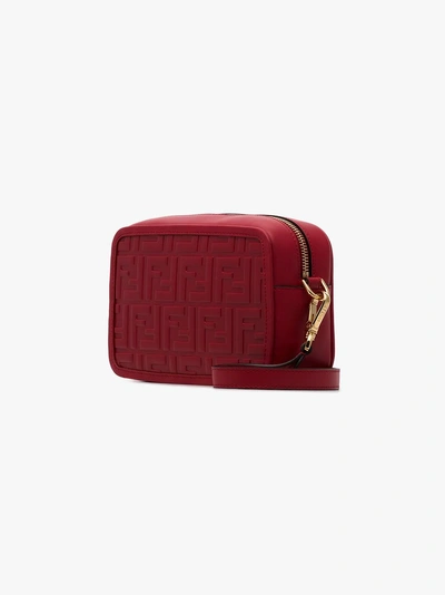 Shop Fendi Red Logo Embossed Mini Leather Camera Bag