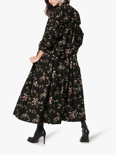 Shop Haider Ackermann Floral Belted Maxi Coat In Black