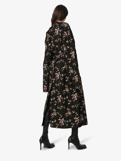 Shop Haider Ackermann Floral Belted Maxi Coat In Black