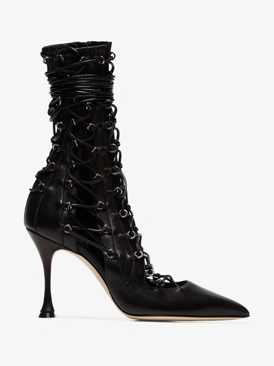 Shop Liudmila Black Drury Lane 95 Lace-up Leather Boots