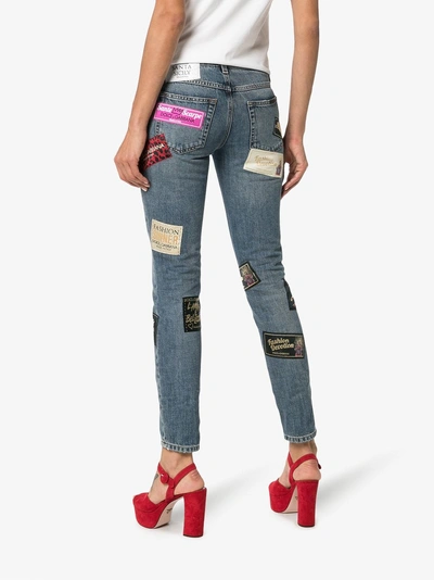 Shop Dolce & Gabbana Skinny-jeans Mit Patches In Blue