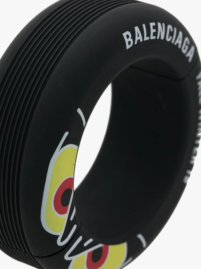 Shop Balenciaga 'chunky Tyre' Armreif In Black