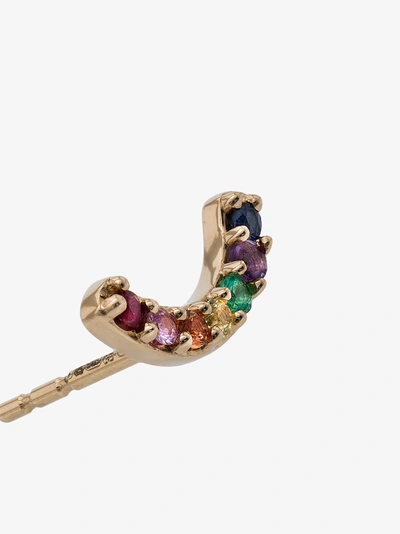 Shop Andrea Fohrman 14k Yellow Gold Rainbow Sapphire Earring In 108 - Multicoloured