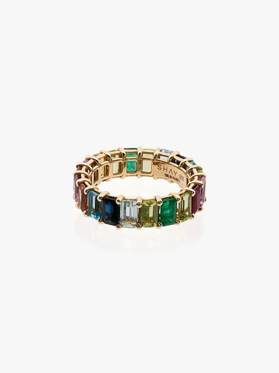 Shop Shay 18k Yellow Gold And Multicoloured Rainbow Eternity Ring In Pink
