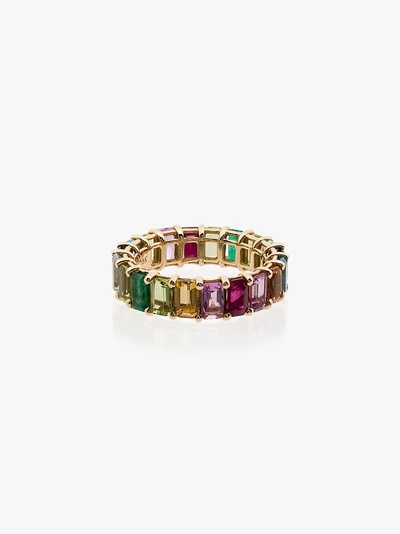 Shop Shay 18k Yellow Gold And Multicoloured Rainbow Eternity Ring In Pink