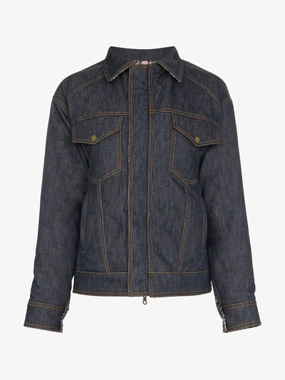Shop Rosie Assoulin Reversible Wool Puffer Jacket In Blue