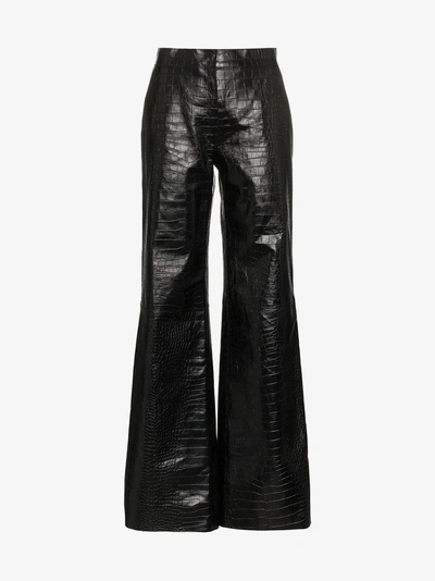 Shop Off-white Flared Leg Patent Leather Trousers In Black