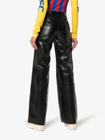 Shop Off-white Flared Leg Patent Leather Trousers In Black