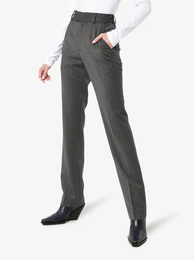 Shop Matthew Adams Dolan High-waisted Slim Trousers In Grey
