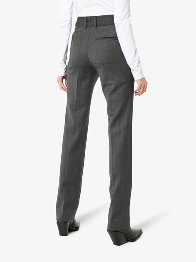 Shop Matthew Adams Dolan High-waisted Slim Trousers In Grey