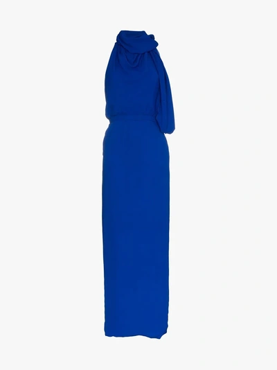 Shop Versace Langes Jersey-kleid In Blue
