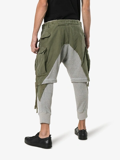 Shop Greg Lauren Zip Shorts Cotton Trousers In Grey
